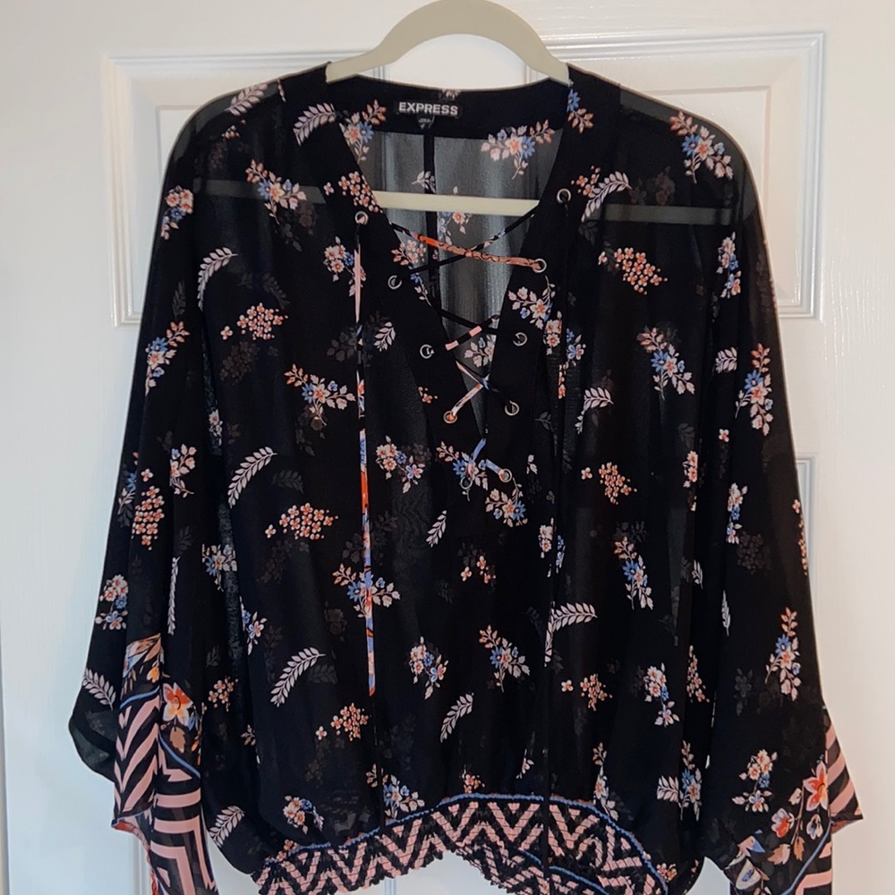 Express Tie Sheer Top